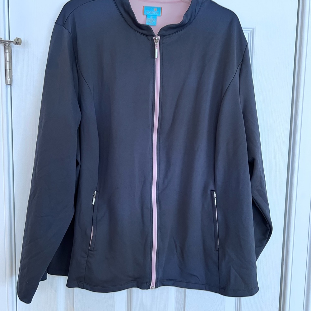 Women's Size 3X "Tangerine" Black Bomber Jacket with Pink Trim GUC ❤️